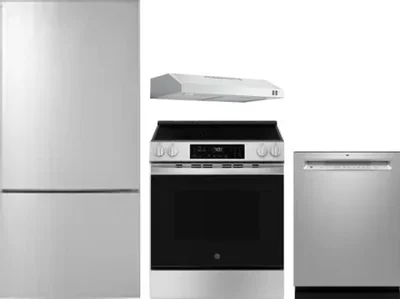 4 Piece Package Includes Refrigerator, Range, Hood And Dishwasher