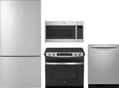 4 Piece Package Includes Refrigerator, Range, Microwave And Dishwasher