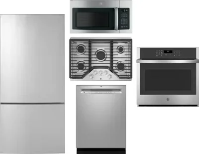 5 Piece Package Includes Refrigerator, Cooktop, Wall Oven, Microwave And Dishwasher