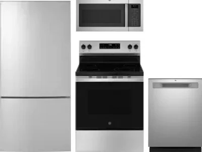 4 Piece Package Includes Refrigerator, Range, Microwave And Dishwasher