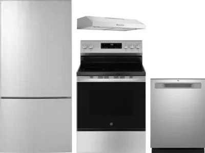 4 Piece Package Includes Refrigerator, Range, Hood And Dishwasher