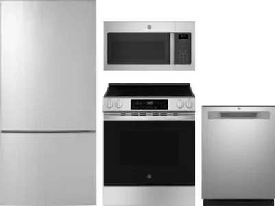 4 Piece Package Includes Refrigerator, Range, Microwave And Dishwasher