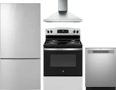 4 Piece Package Includes Refrigerator, Range, Hood And Dishwasher