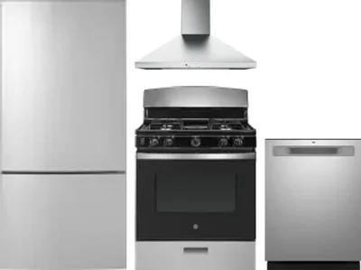 4 Piece Package Includes Refrigerator, Range, Hood And Dishwasher