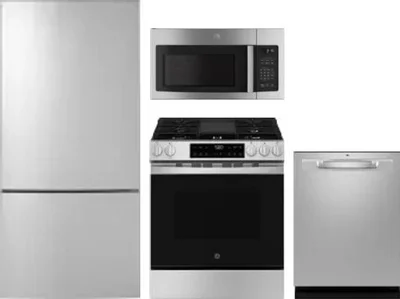 4 Piece Package Includes Refrigerator, Range, Microwave And Dishwasher