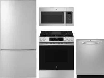 4 Piece Package Includes Refrigerator, Range, Microwave And Dishwasher