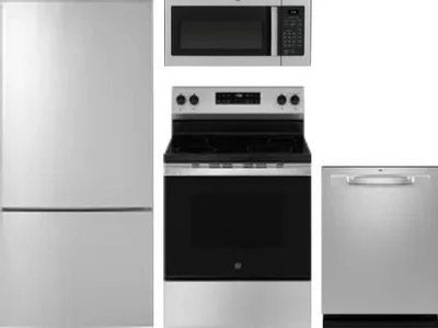 4 Piece Package Includes Refrigerator, Range, Microwave And Dishwasher