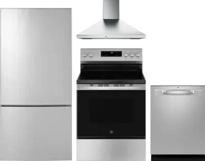 4 Piece Package Includes Refrigerator, Range, Hood And Dishwasher