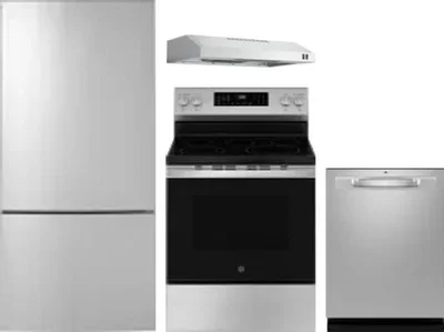 4 Piece Package Includes Refrigerator, Range, Hood And Dishwasher