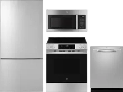 4 Piece Package Includes Refrigerator, Range, Microwave And Dishwasher