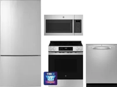 4 Piece Package Includes Refrigerator, Range, Microwave And Dishwasher