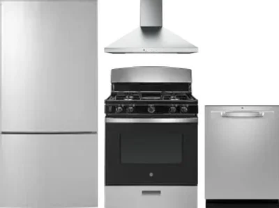 4 Piece Package Includes Refrigerator, Range, Hood And Dishwasher