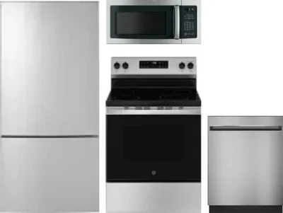 4 Piece Package Includes Refrigerator, Range, Microwave And Dishwasher
