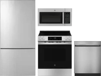 4 Piece Package Includes Refrigerator, Range, Microwave And Dishwasher