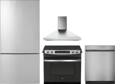 4 Piece Package Includes Refrigerator, Range, Hood And Dishwasher