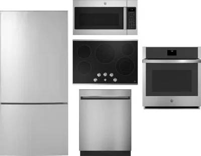 5 Piece Package Includes Refrigerator, Cooktop, Wall Oven, Microwave And Dishwasher
