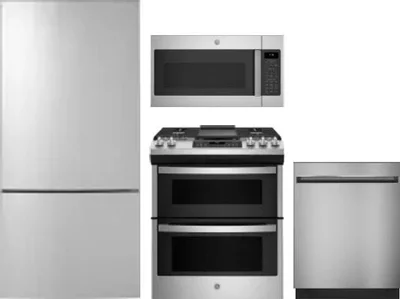 4 Piece Package Includes Refrigerator, Range, Microwave And Dishwasher