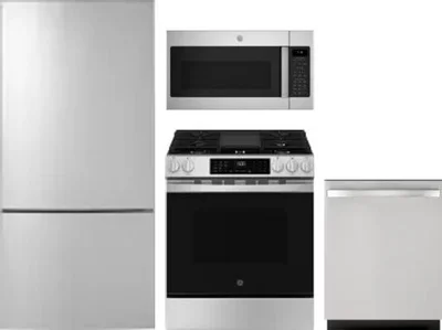 4 Piece Package Includes Refrigerator, Range, Microwave And Dishwasher