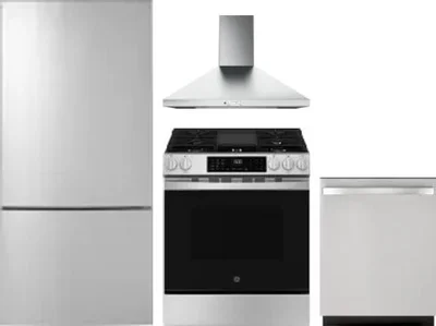 4 Piece Package Includes Refrigerator, Range, Hood And Dishwasher