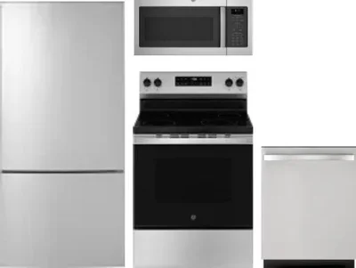 4 Piece Package Includes Refrigerator, Range, Microwave And Dishwasher