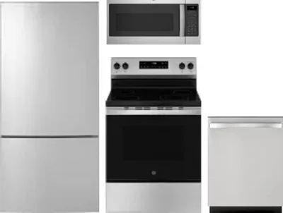 4 Piece Package Includes Refrigerator, Range, Microwave And Dishwasher