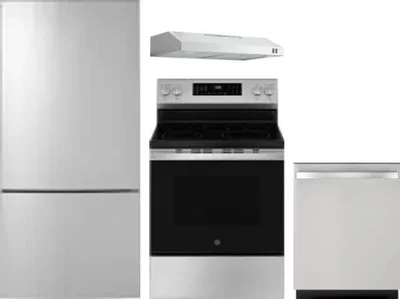 4 Piece Package Includes Refrigerator, Range, Hood And Dishwasher