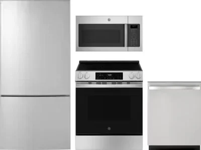 4 Piece Package Includes Refrigerator, Range, Microwave And Dishwasher