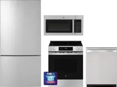 4 Piece Package Includes Refrigerator, Range, Microwave And Dishwasher