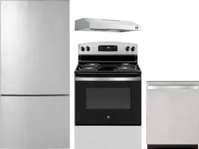 4 Piece Package Includes Refrigerator, Range, Hood And Dishwasher