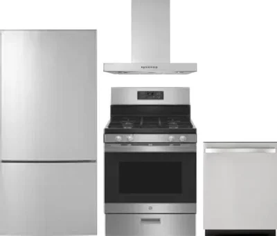 4 Piece Package Includes Refrigerator, Range, Hood And Dishwasher