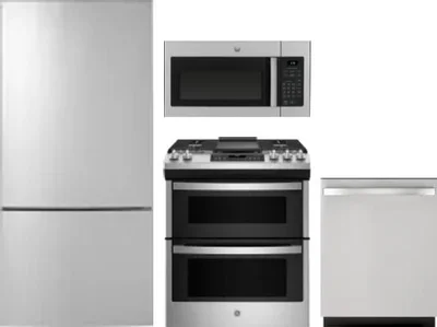 4 Piece Package Includes Refrigerator, Range, Microwave And Dishwasher