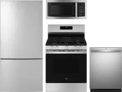4 Piece Package Includes Refrigerator, Range, Microwave And Dishwasher