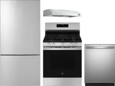 4 Piece Package Includes Refrigerator, Range, Hood And Dishwasher