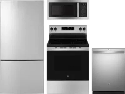 4 Piece Package Includes Refrigerator, Range, Microwave And Dishwasher