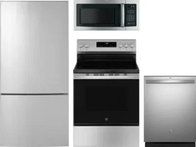 4 Piece Package Includes Refrigerator, Range, Microwave And Dishwasher