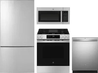 4 Piece Package Includes Refrigerator, Range, Microwave And Dishwasher