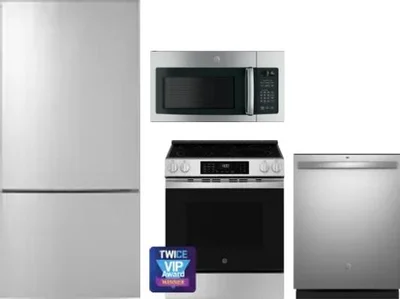 4 Piece Package Includes Refrigerator, Range, Microwave And Dishwasher