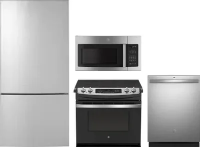 4 Piece Package Includes Refrigerator, Range, Microwave And Dishwasher