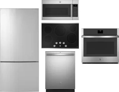 5 Piece Package Includes Refrigerator, Cooktop, Wall Oven, Microwave And Dishwasher