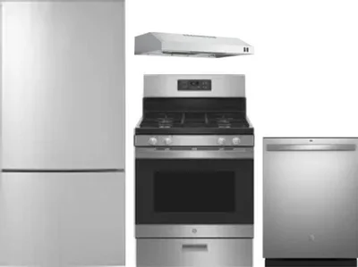 4 Piece Package Includes Refrigerator, Range, Hood And Dishwasher