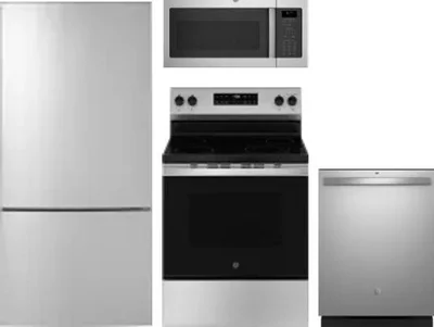 4 Piece Package Includes Refrigerator, Range, Microwave And Dishwasher