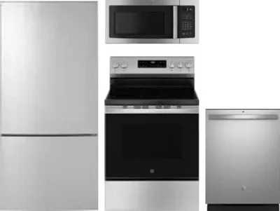 4 Piece Package Includes Refrigerator, Range, Microwave And Dishwasher