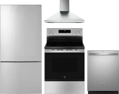 4 Piece Package Includes Refrigerator, Range, Hood And Dishwasher
