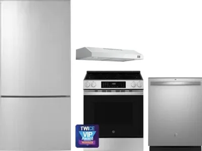 4 Piece Package Includes Refrigerator, Range, Hood And Dishwasher