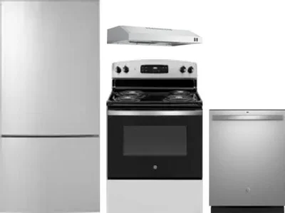 4 Piece Package Includes Refrigerator, Range, Hood And Dishwasher