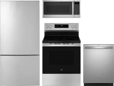 4 Piece Package Includes Refrigerator, Range, Microwave And Dishwasher