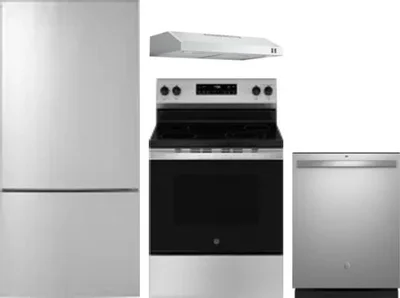 4 Piece Package Includes Refrigerator, Range, Hood And Dishwasher
