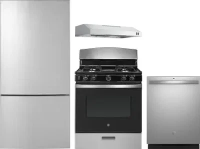 4 Piece Package Includes Refrigerator, Range, Hood And Dishwasher