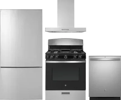 4 Piece Package Includes Refrigerator, Range, Hood And Dishwasher