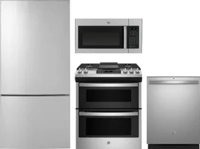4 Piece Package Includes Refrigerator, Range, Microwave And Dishwasher